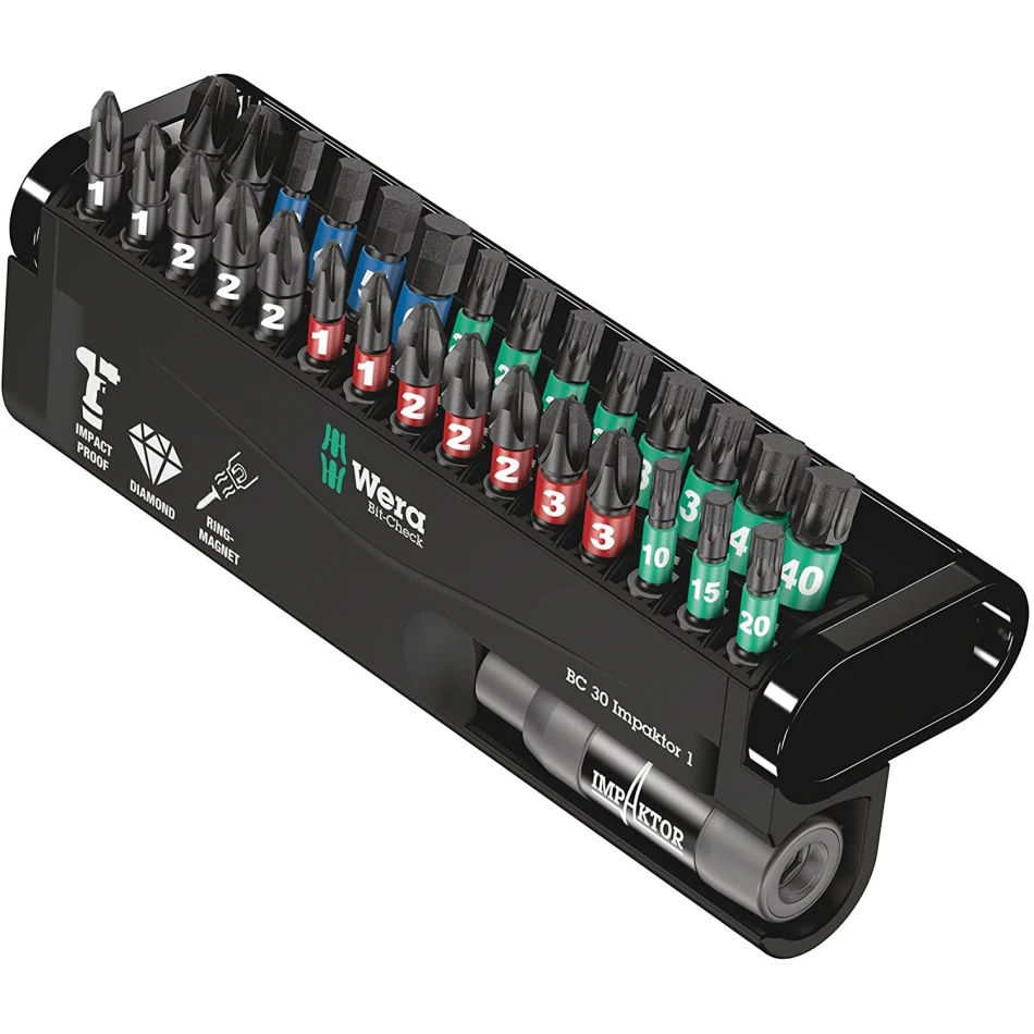 Комплект Wera BC IMP30 29бр накрайници с държач 1/4'' Комплект Wera BC IMP30 29бр накрайници с държач 1/4''