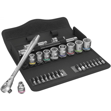 Комплект 29 броя Wera 8100 SB 8  Zyklop Metal тресчотка, адаптор, вложки и накрайници на 3/8" 