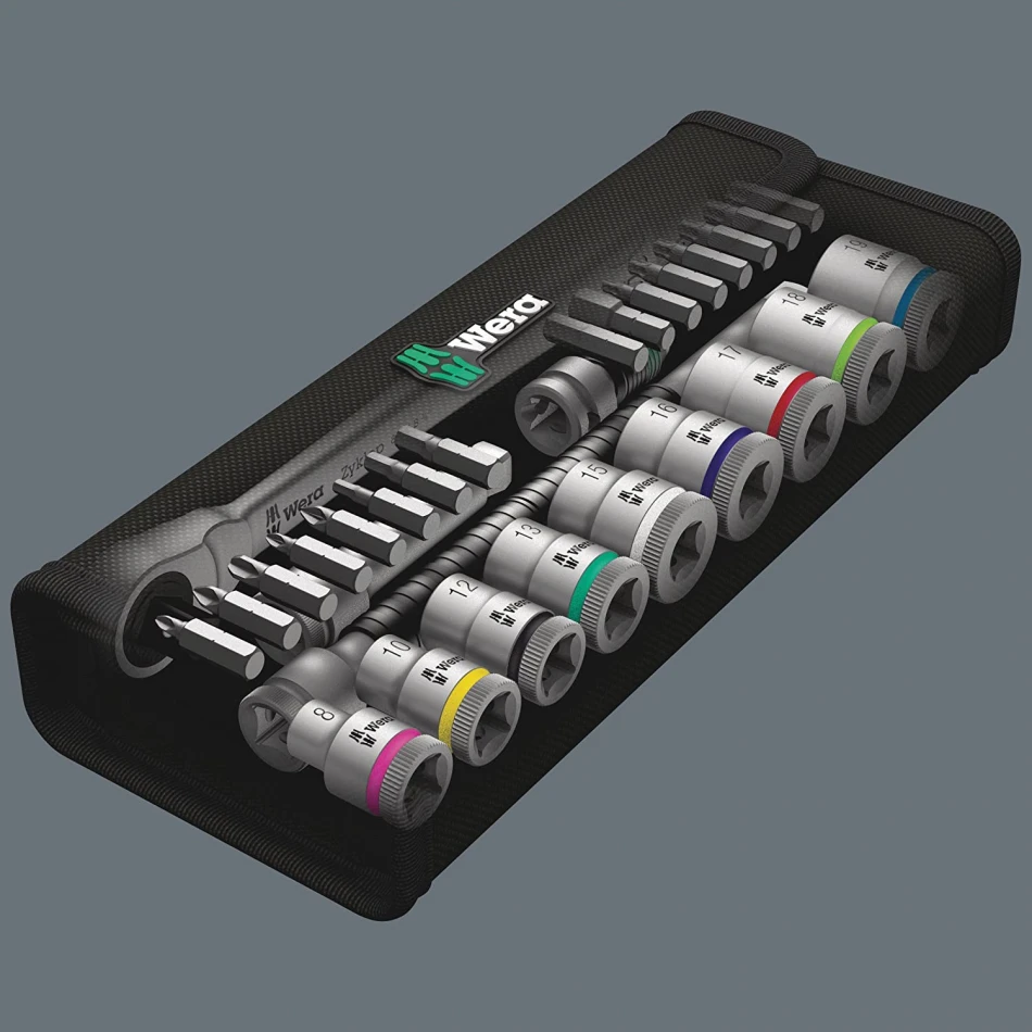Комплект 29 броя Wera 8100 SB 8 Zyklop Metal тресчотка, адаптор, вложки и накрайници на 3/8" Комплект 29 броя Wera 8100 SB 8 Zyklop Metal тресчотка, адаптор, вложки и накрайници на 3/8"