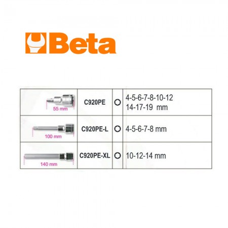 Комплект BETA 923E-PE/C18 инбусни вложки на 1/2" - 18 части Комплект BETA 923E-PE/C18 инбусни вложки на 1/2" - 18 части