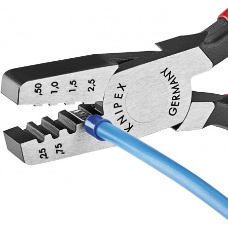 Kлещи Knipex за кербоване 0.25-2.5mm2, с мултикомпонентни дръжки Kлещи Knipex за кербоване 0.25-2.5mm2, с мултикомпонентни дръжки