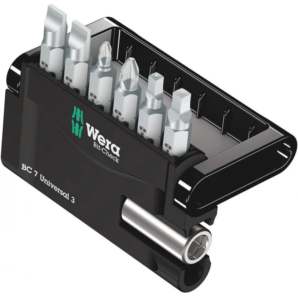 Комплект WERA BIT-CHECK 7 UNIVERSAL3 - 6 бр. накрайници с държач Комплект WERA BIT-CHECK 7 UNIVERSAL3 - 6 бр. накрайници с държач