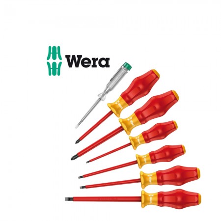 Комплект 6 бр. отвертки Wera Kraftform Comfort изолирани (1000V) + фазомер
