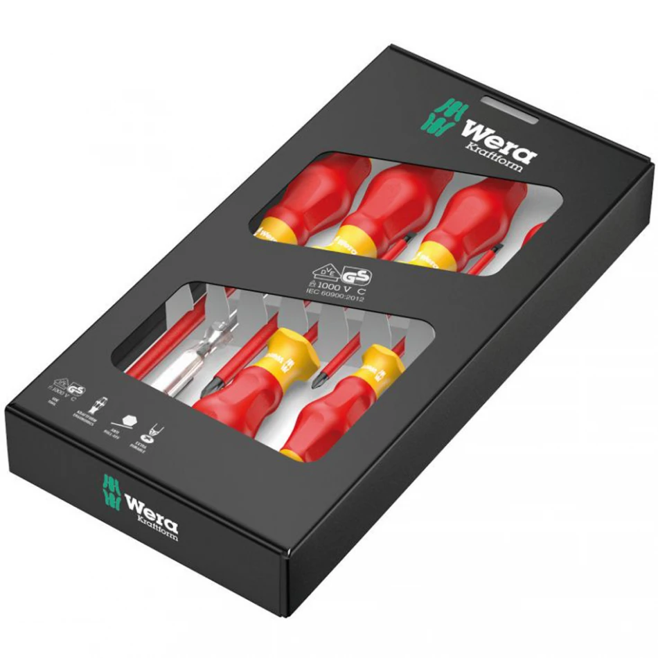 Комплект 6 бр. отвертки Wera Kraftform Comfort изолирани (1000V) + фазомер