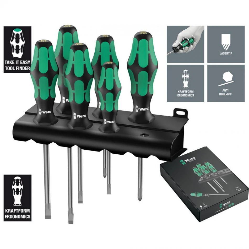 Комплект 6 бр. отвертки Wera Kraftform 334/355/6 