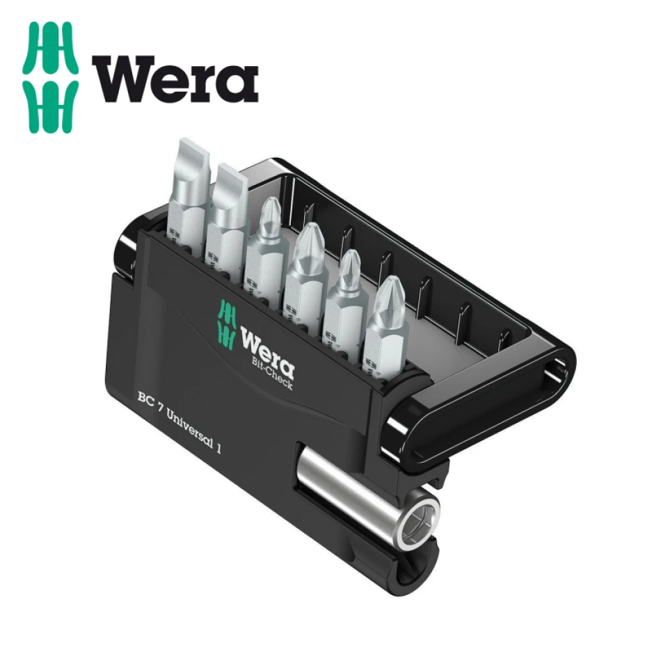 Комплект Wera Bit-Check 7 Universal1 - 6 бр накрайници с държач Комплект Wera Bit-Check 7 Universal1 - 6 бр накрайници с държач
